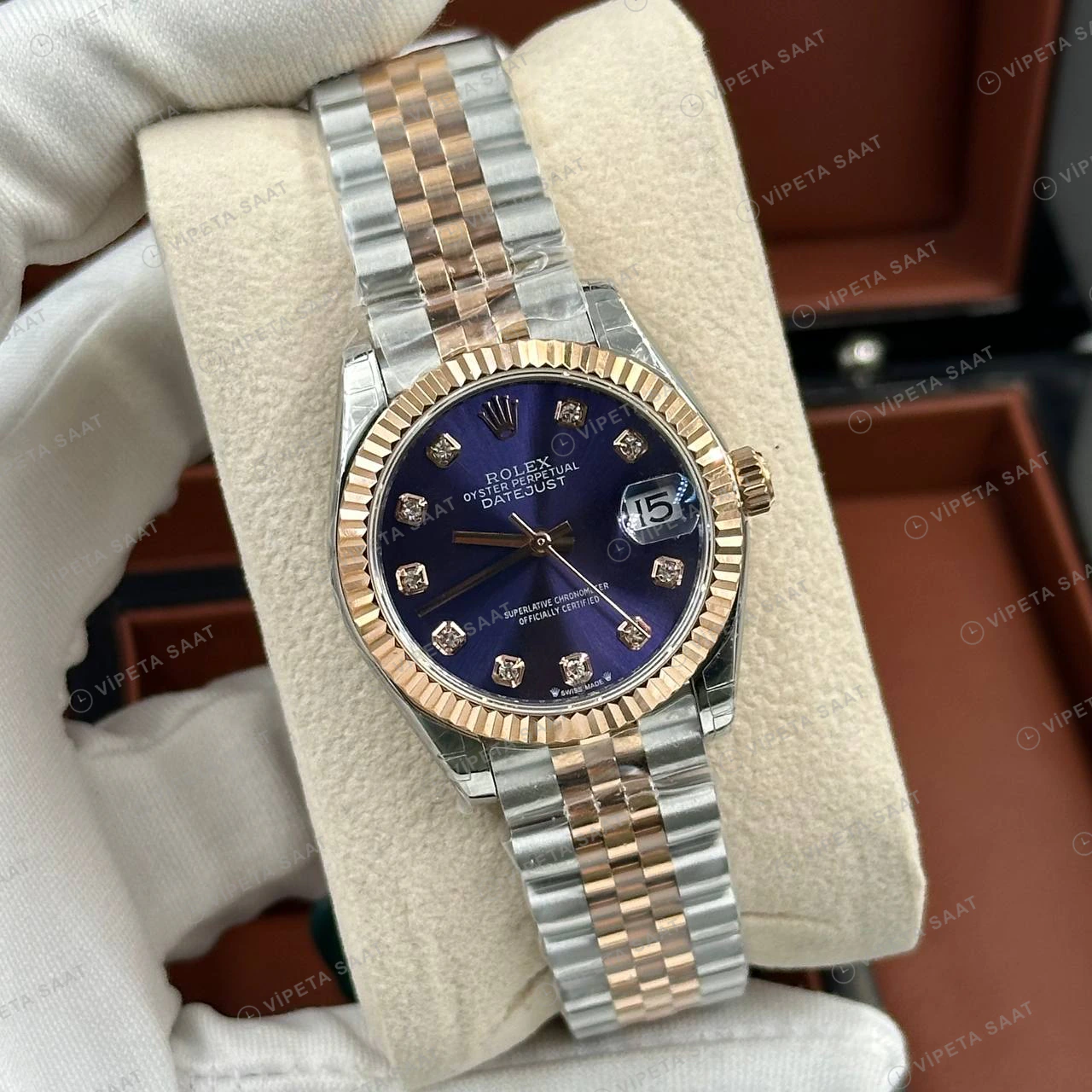 Rolex Datejust 126231 41 mm Jubilee Everose İki Renk Pırlanta 3 Super Clone Eta Saat detay 6