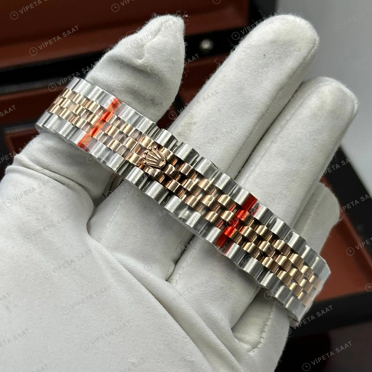 Rolex Datejust 126231 41 mm Jubilee Everose İki Renk Pırlanta Super Clone Eta Saat detay 5