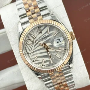 Rolex Datejust 126231 41 mm palm Yeşil Kadranlı Jubilee Everose Super Clone Eta Saat karşıdan görünüm