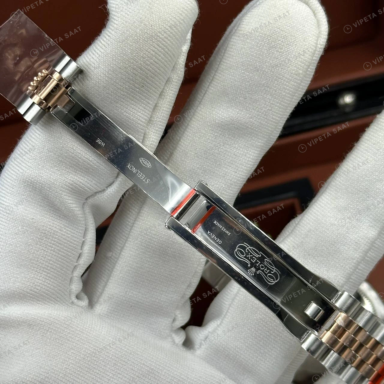 Rolex Datejust 126231 41 mm Yeşil Kadranlı Jubilee Everose İki Renk Pırlanta Super Clone Eta Saat detay 6