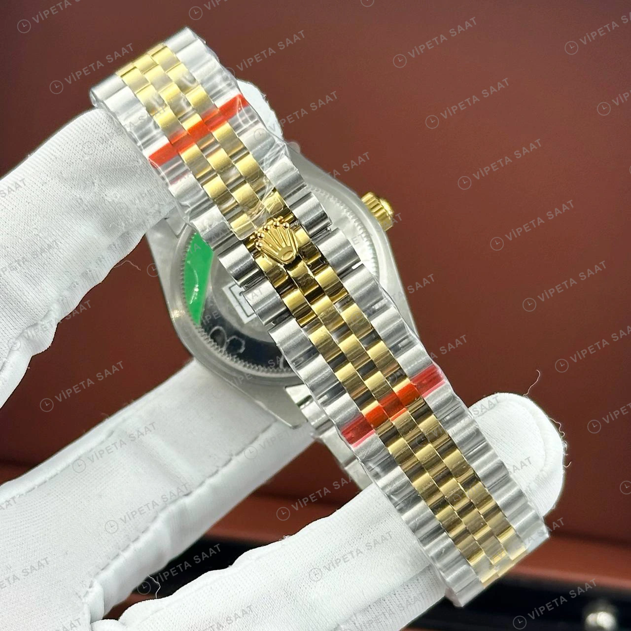 Rolex Datejust 126233 36 mm Yeşil Kadranlı Jubilee Pırlanta Super Clone Eta Saat detay 4