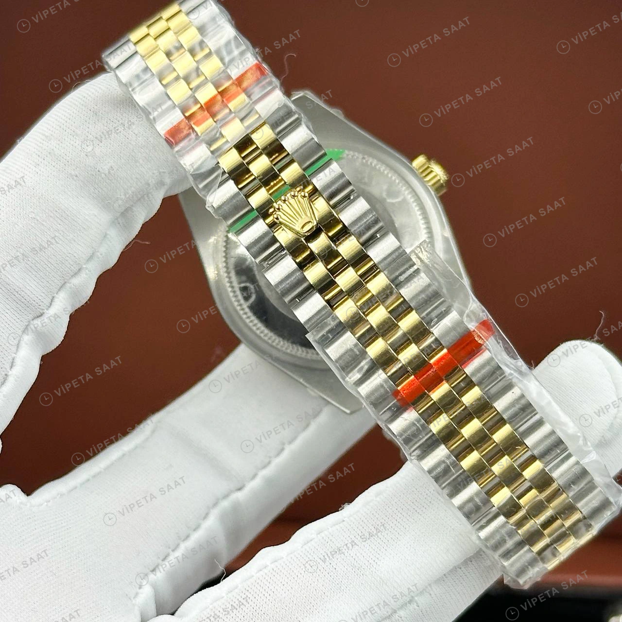 Rolex Datejust 126233 41 mm fluted Yeşil Kadranlı Jubilee Super Clone Eta Saat detay 8