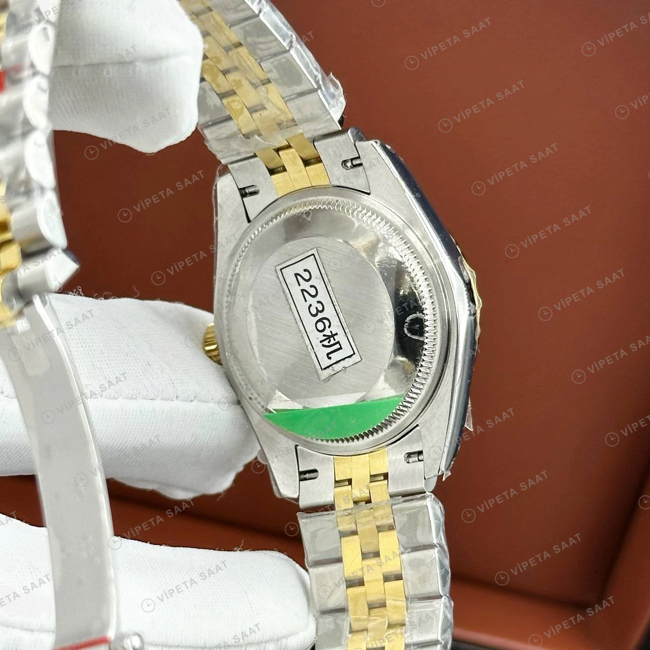Rolex Datejust 126233 41 mm fluted Yeşil Kadranlı Jubilee Super Clone Eta Saat detay 9