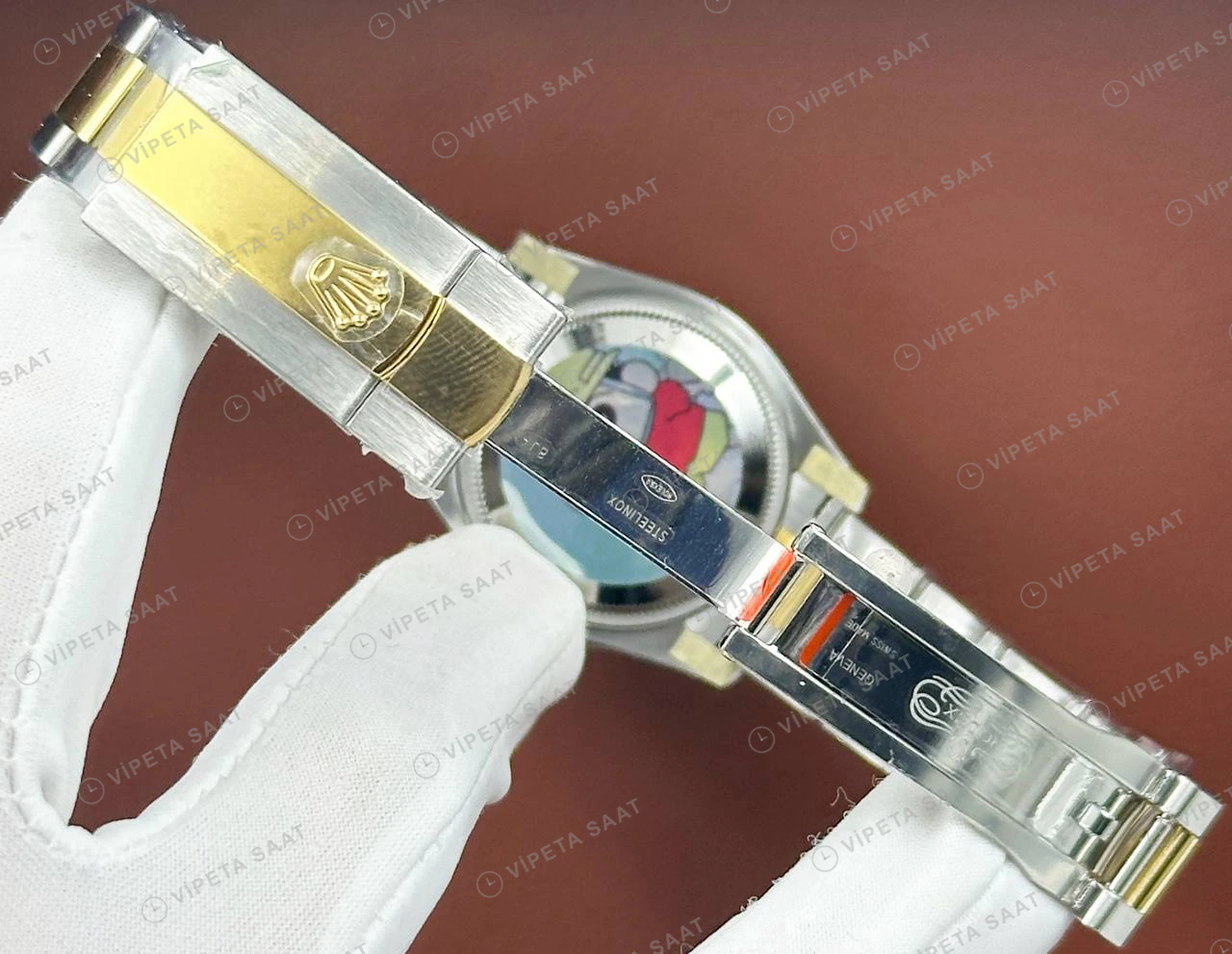 Rolex Datejust 126233 41 mm fluted Yeşil Kadranlı Pırlanta Super Clone Eta Saat detay 6