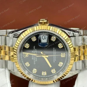 Rolex Datejust 126233 41 mm Mavi Kadranlı Jubilee Pırlanta Super Clone Eta Saat karşıdan görünüm