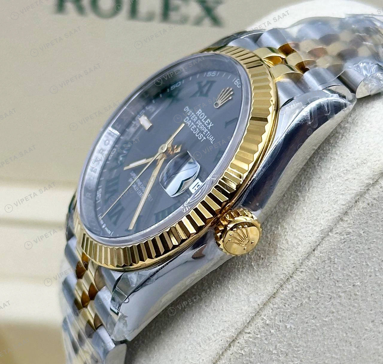 Rolex Datejust 126233 41 mm Mavi Kadranlı Jubilee Roma Super Clone Eta Saat detay 6