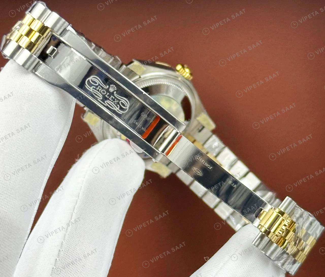 Rolex Datejust 126233 41 mm Sarı Kadranlı Jubilee Pırlanta 2 Super Clone Eta Saat detay 6