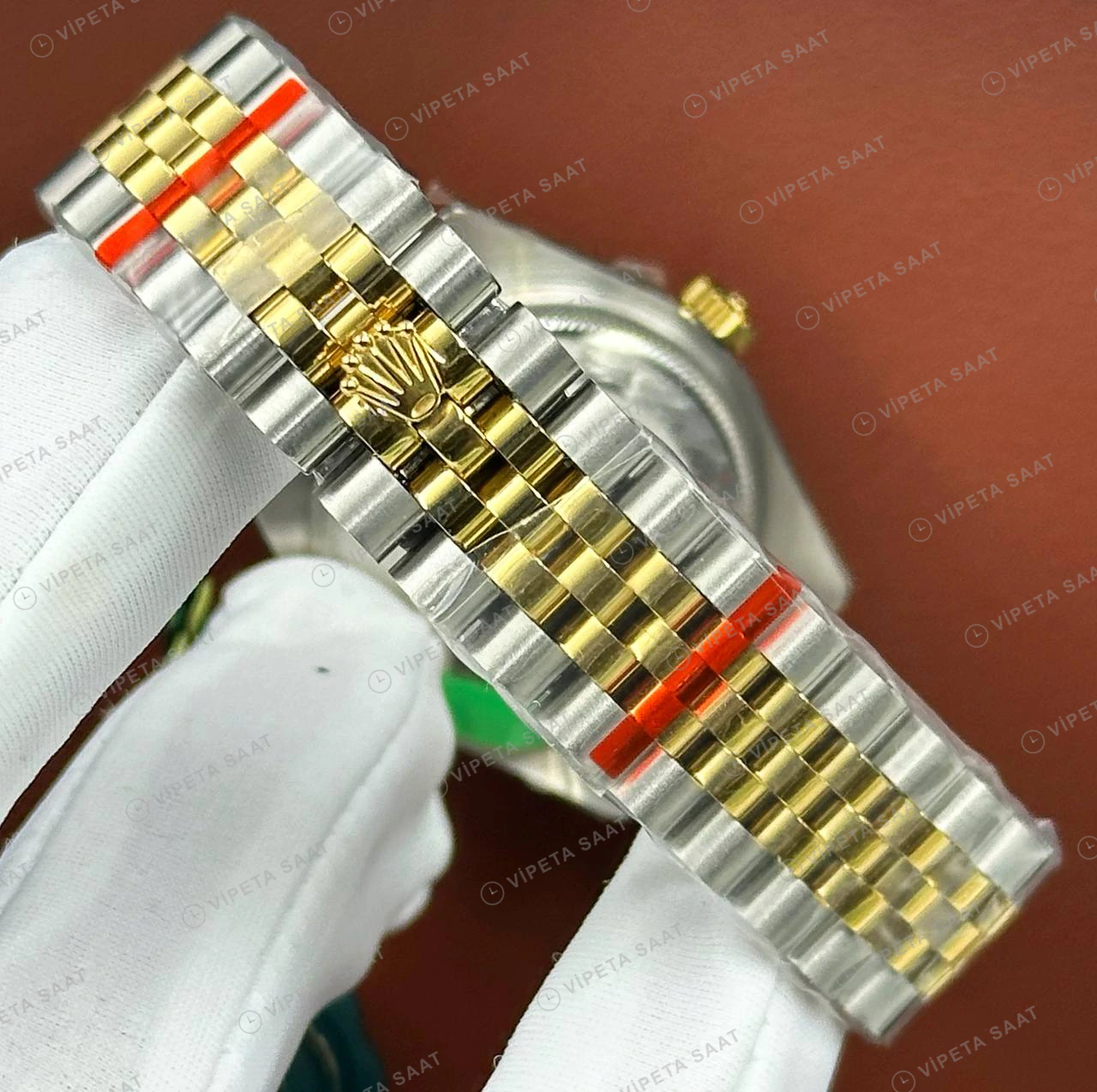 Rolex Datejust 126233 41 mm Sarı Kadranlı Jubilee Pırlanta 3 Super Clone Eta Saat detay 3
