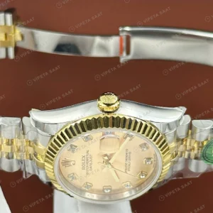 Rolex Datejust 126233 41 mm Sarı Kadranlı Jubilee Super Clone Eta Saat karşıdan görünüm