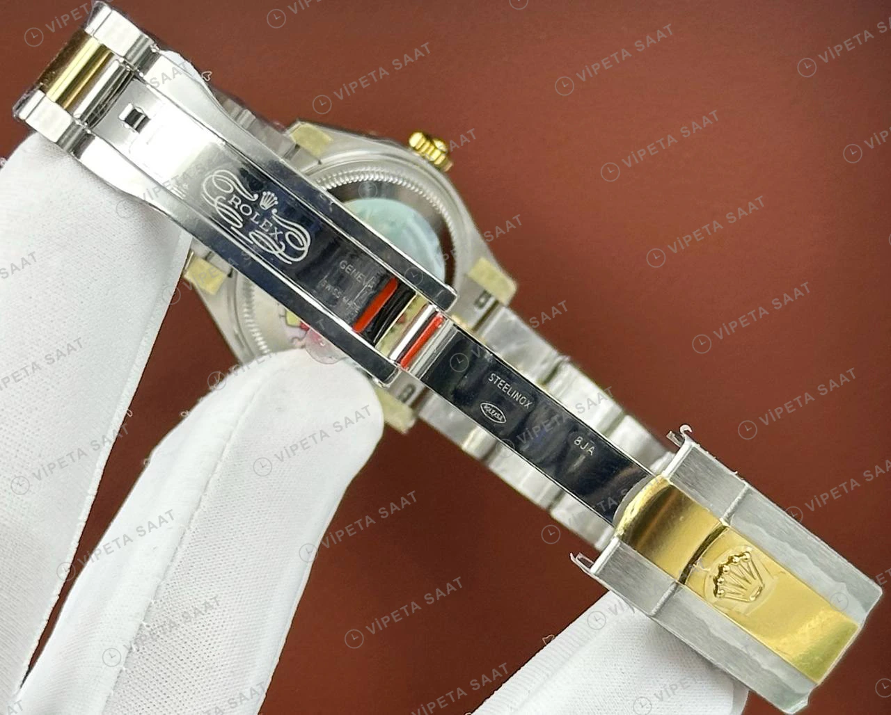 Rolex Datejust 126233 41 mm Sedef Kadranlı Jubilee Pırlanta Super Clone Eta Saat detay 6