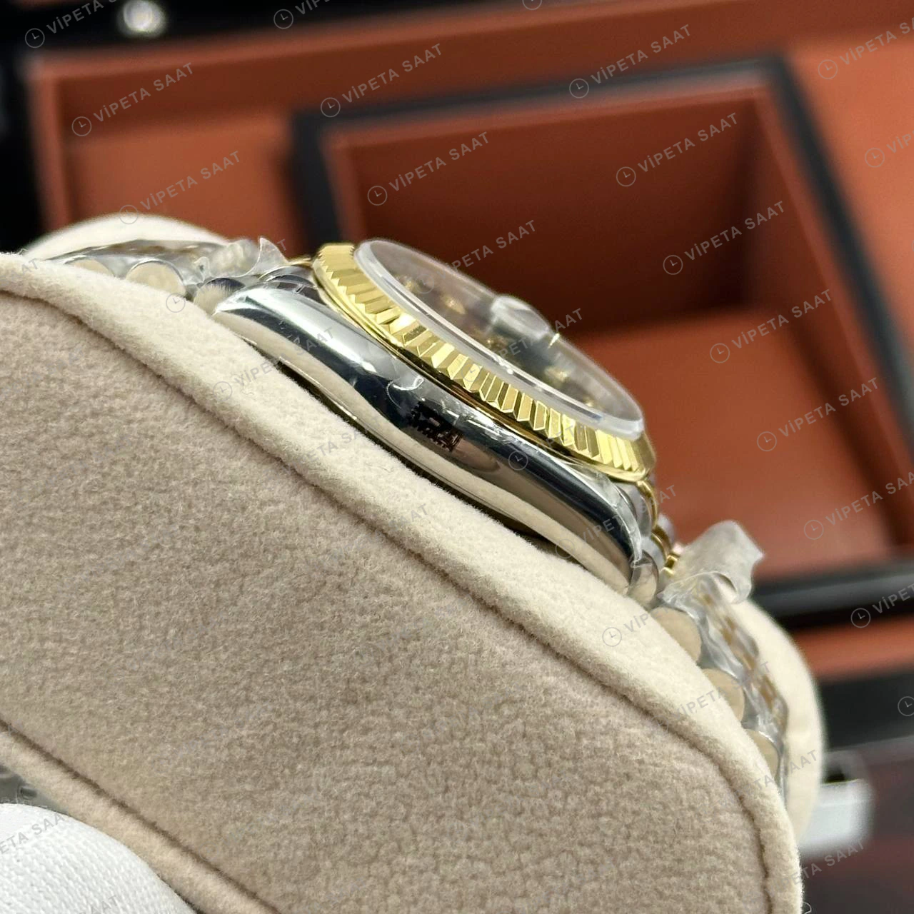 Rolex Datejust 126233 41 mm Yeşil Kadranlı Jubilee İki Renk Super Clone Eta Saat detay 3