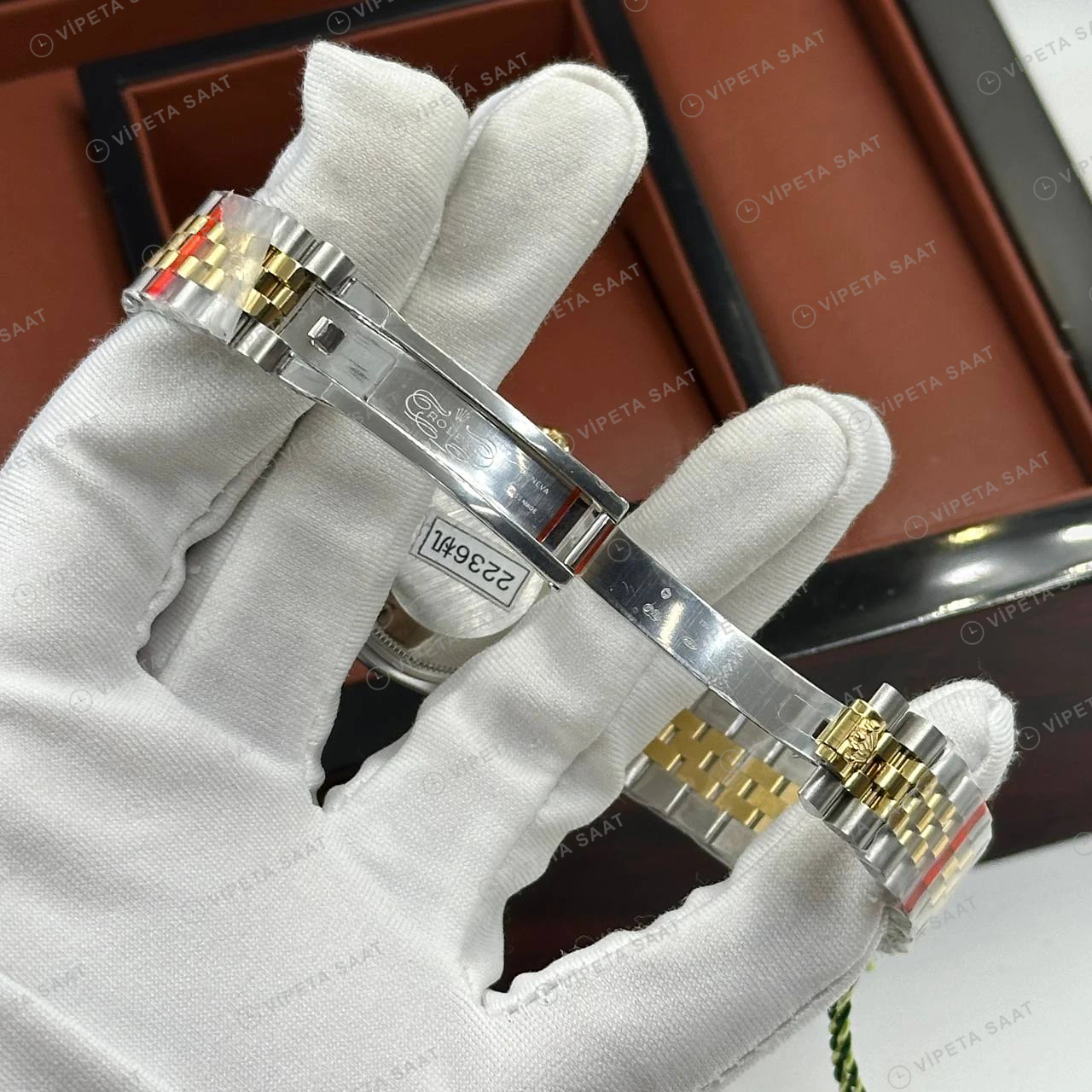 Rolex Datejust 126233 41 mm Yeşil Kadranlı Jubilee İki Renk Super Clone Eta Saat detay 5