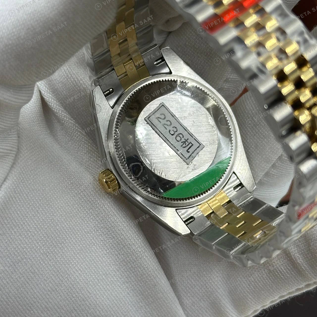 Rolex Datejust 126233 41 mm Yeşil Kadranlı Jubilee İki Renk Super Clone Eta Saat detay 6