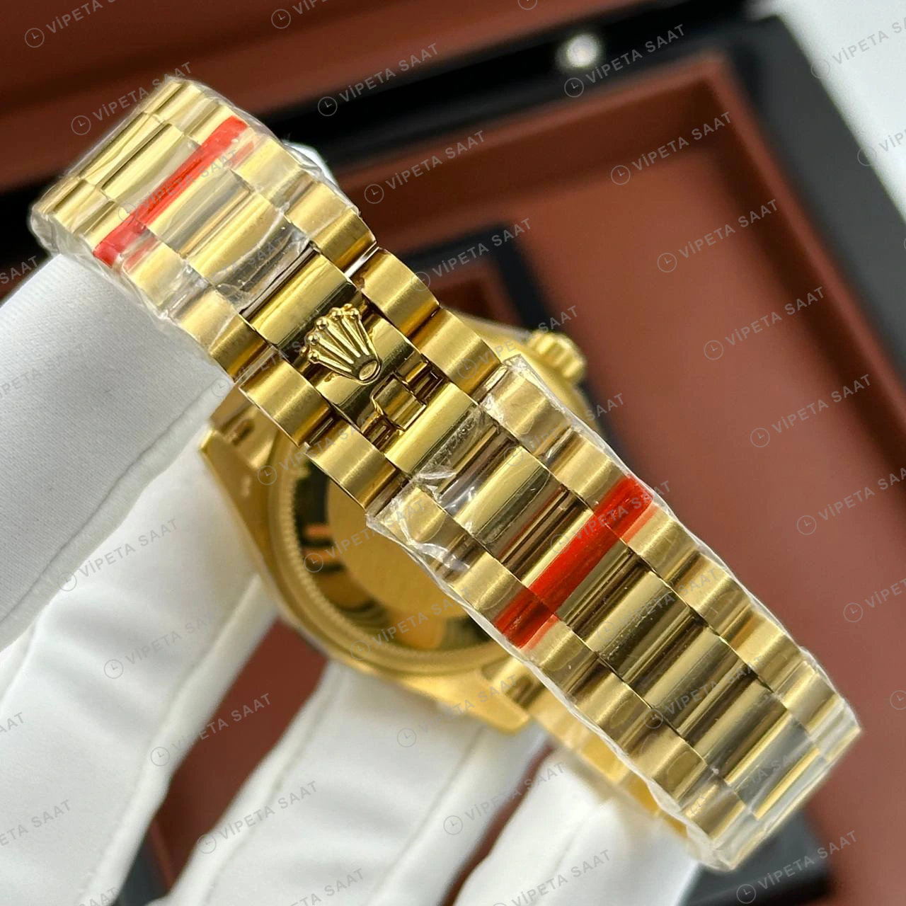 Rolex Datejust 126233 41 mm Yeşil Kadranlı Jubilee Sarı Altın Super Clone Eta Saat detay 5