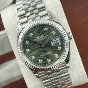 Rolex Datejust 126234 36 mm Yeşil Kadranlı Jubilee Pırlanta Super Clone Eta Saat detay 4