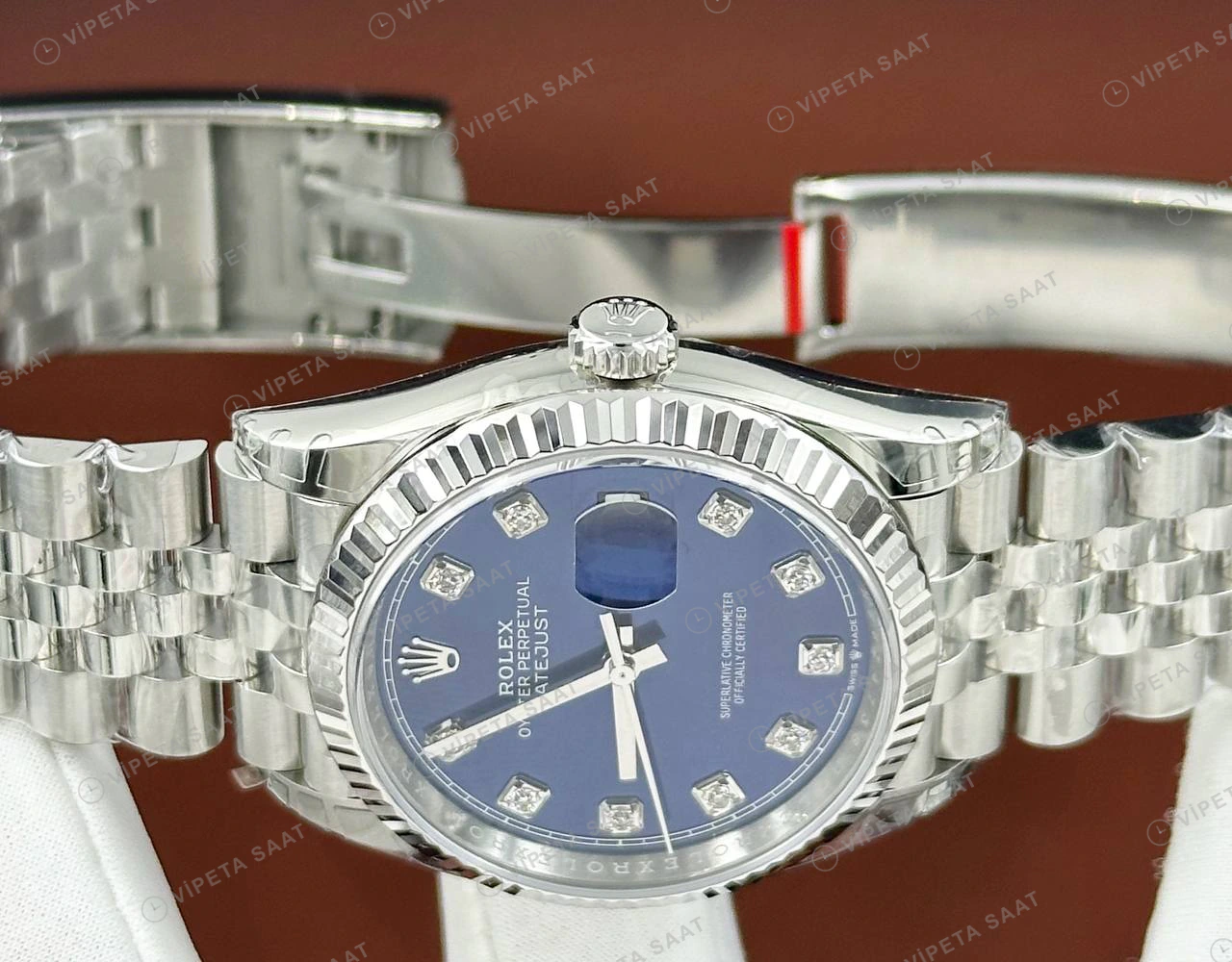 Rolex Datejust 126234 36 mm Yeşil Kadranlı Jubilee Pırlanta Super Clone Eta Saat detay 5