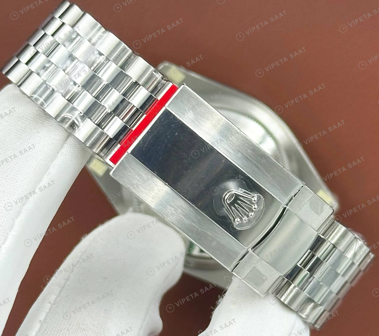 Rolex Datejust 126234 36 mm Yeşil Kadranlı Jubilee Pırlanta Super Clone Eta Saat detay 6