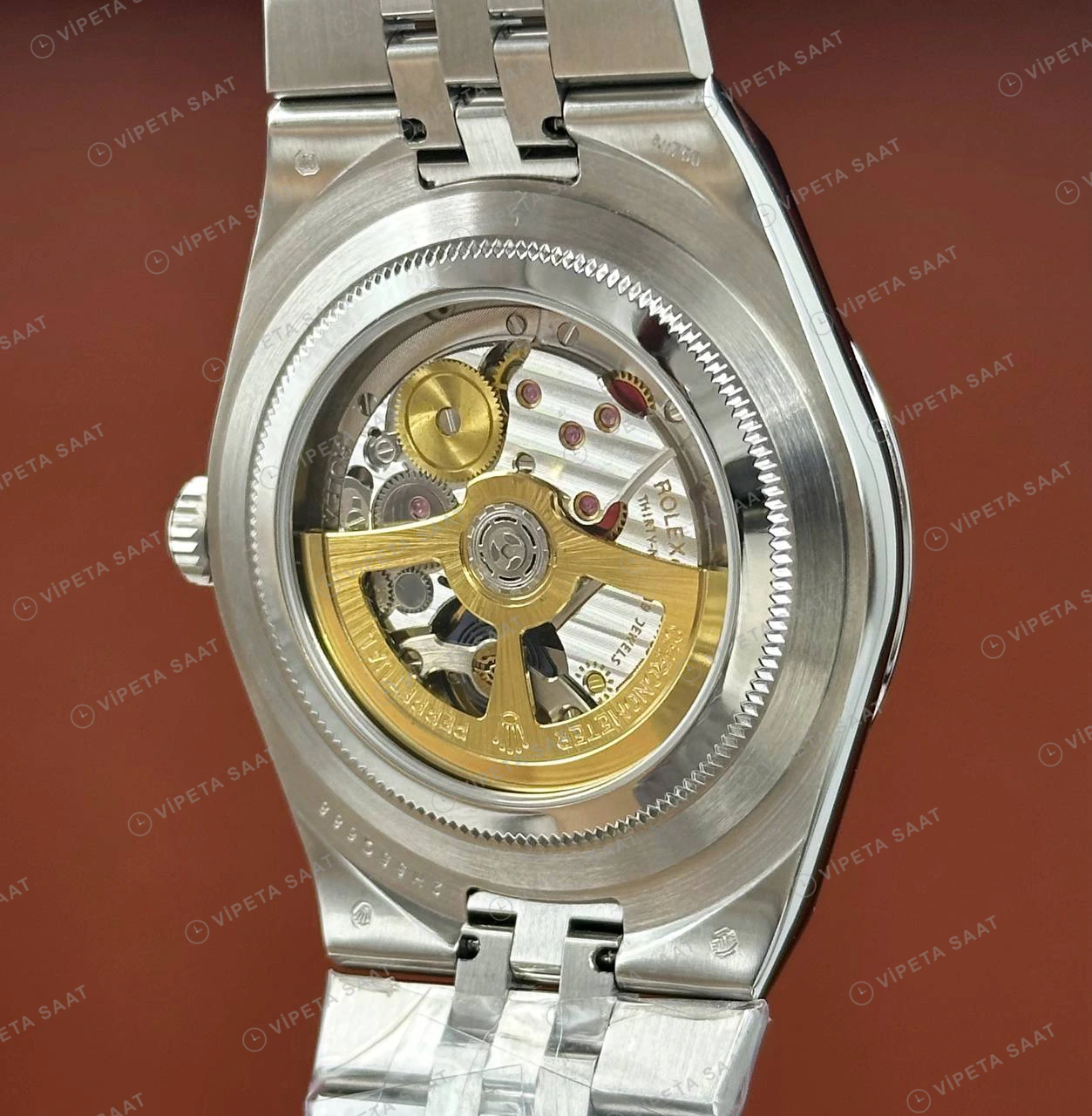 Rolex Datejust 126234 41 mm fluted Yeşil Kadranlı Jubilee 2 Super Clone Eta Saat detay 3