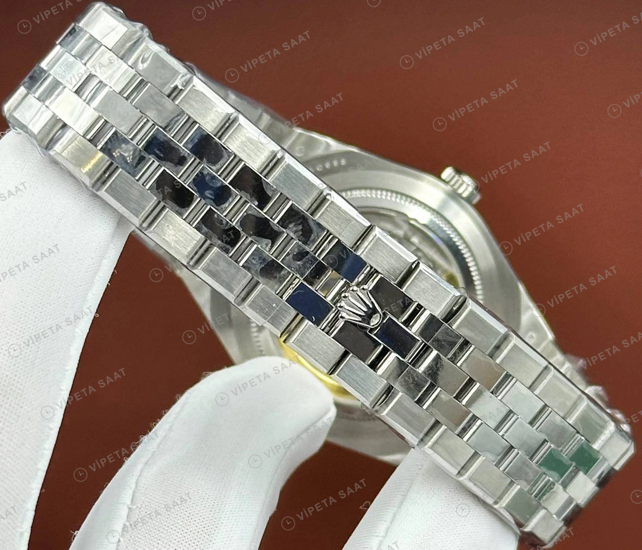 Rolex Datejust 126234 41 mm fluted Yeşil Kadranlı Jubilee 2 Super Clone Eta Saat detay 6