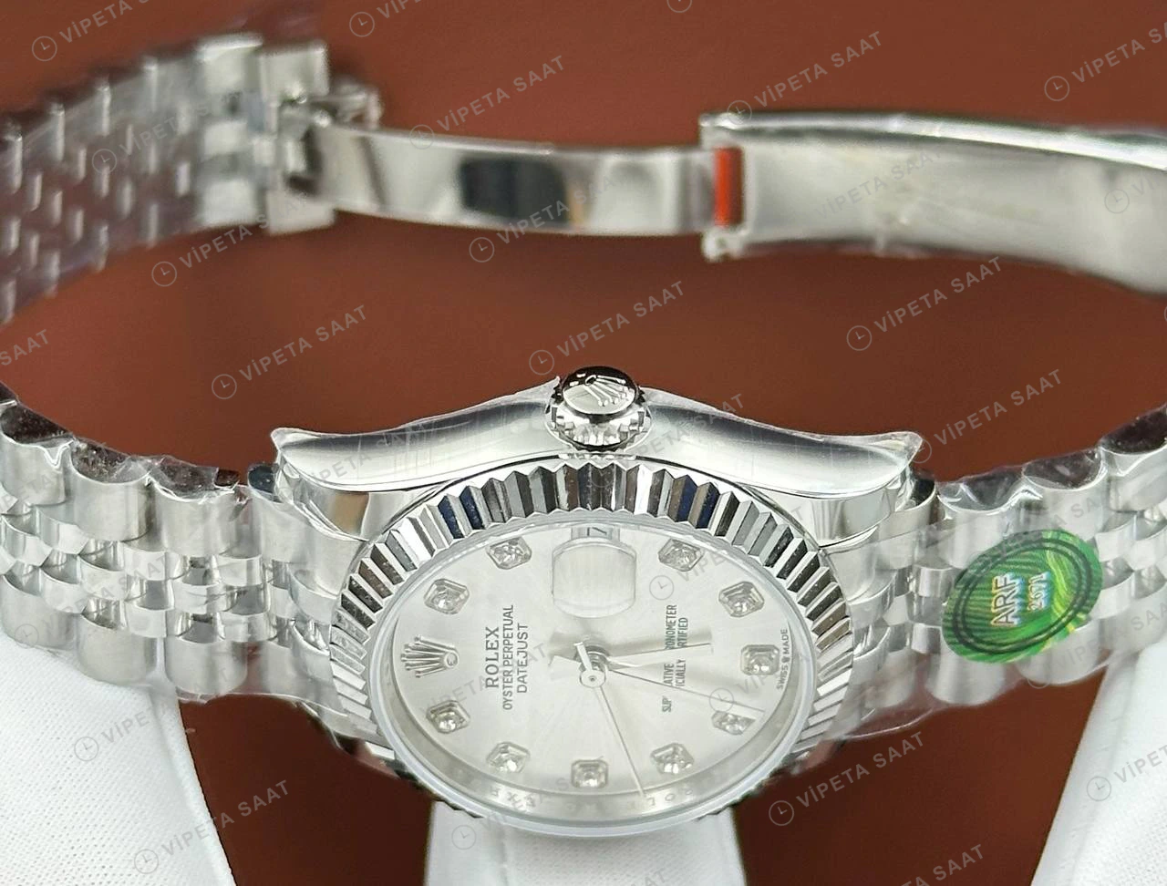 Rolex Datejust 126234 41 mm fluted Yeşil Kadranlı Jubilee 3 Super Clone Eta Saat detay 4