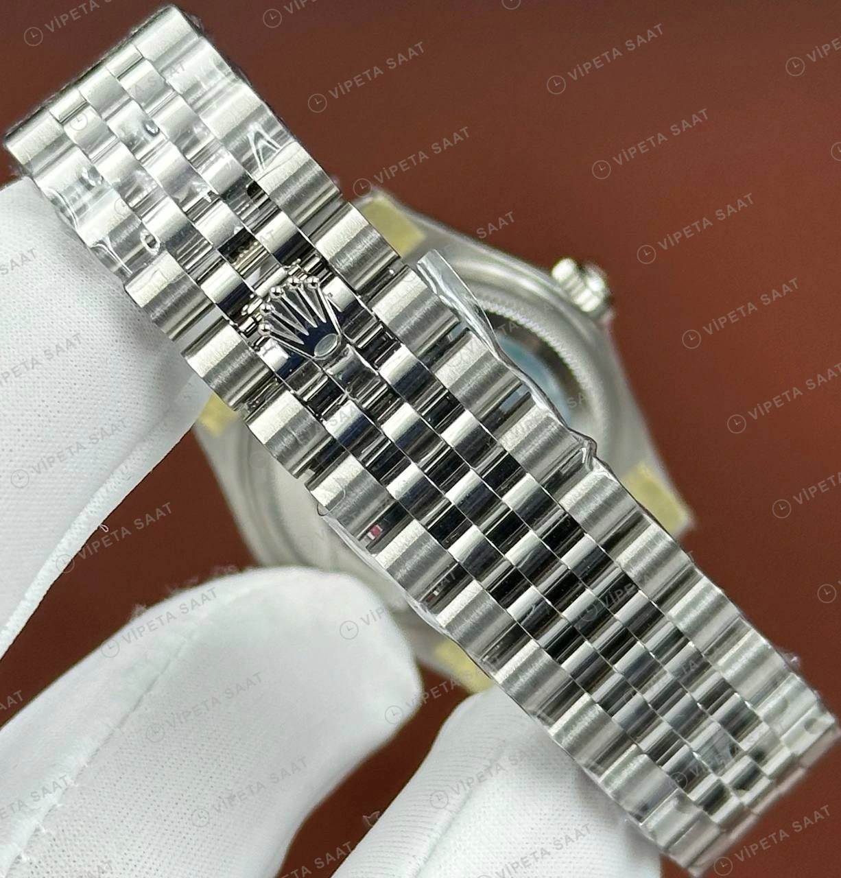 Rolex Datejust 126234 41 mm fluted Yeşil Kadranlı Jubilee 3 Super Clone Eta Saat detay 6