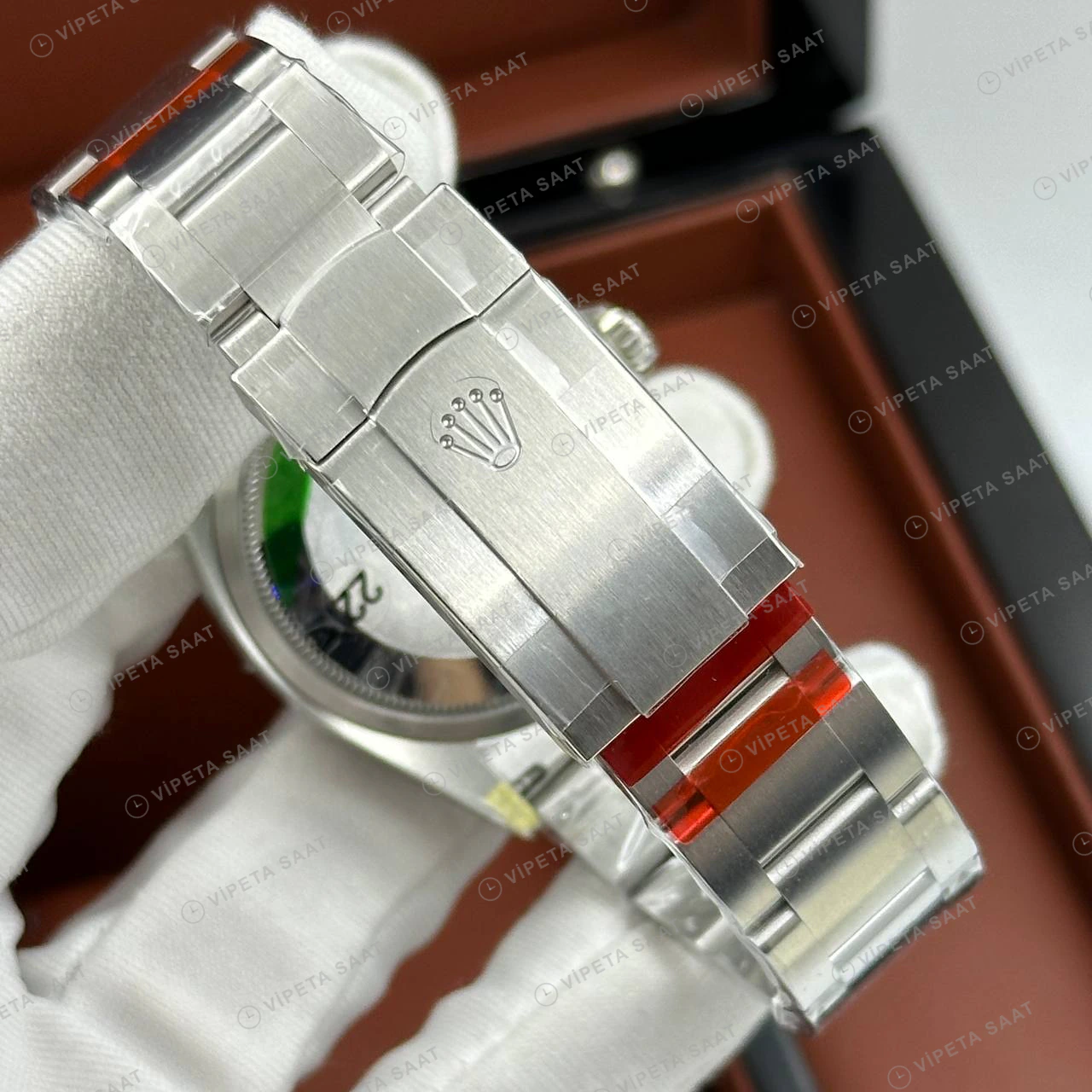 Rolex Datejust 126234 41 mm fluted Yeşil Kadranlı Jubilee 4 Super Clone Eta Saat detay 6