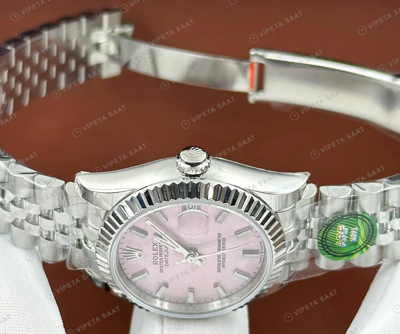 Rolex Datejust 126234 41 mm fluted Yeşil Kadranlı Jubilee 6 Super Clone Eta Saat detay 4