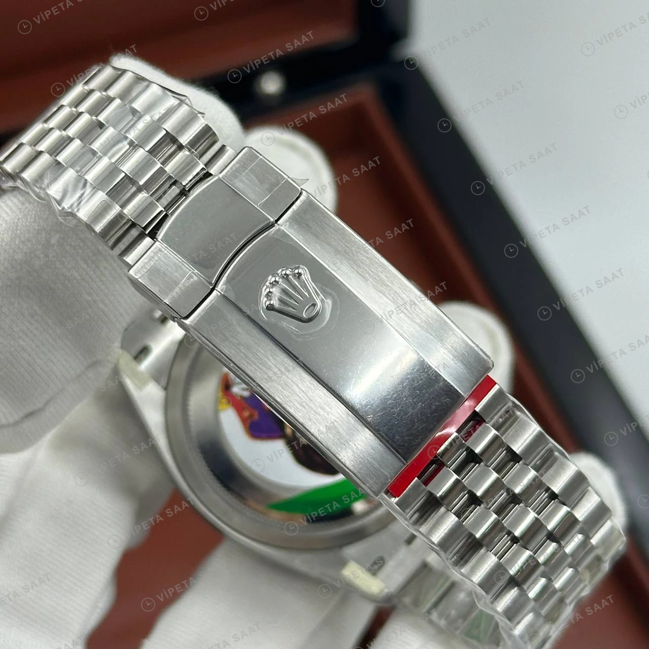Rolex Datejust 126234 41 mm fluted Yeşil Kadranlı Jubilee 7 Super Clone Eta Saat detay 6