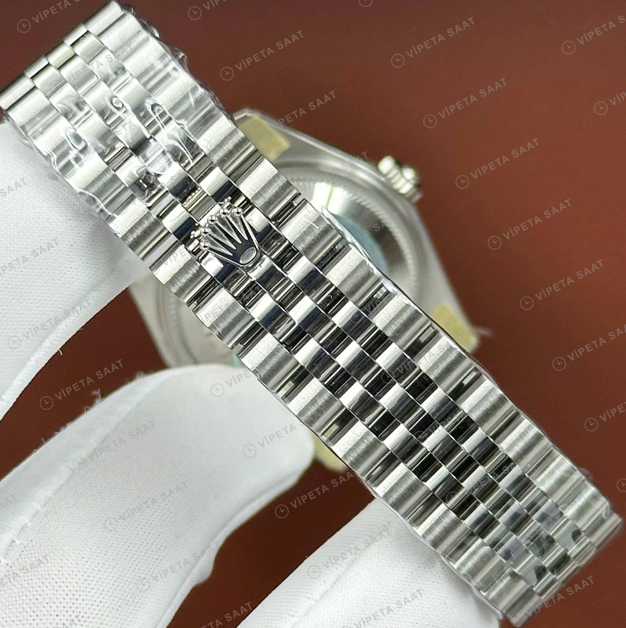 Rolex Datejust 126234 41 mm fluted Yeşil Kadranlı Jubilee Pırlanta 3 Super Clone Eta Saat detay 6