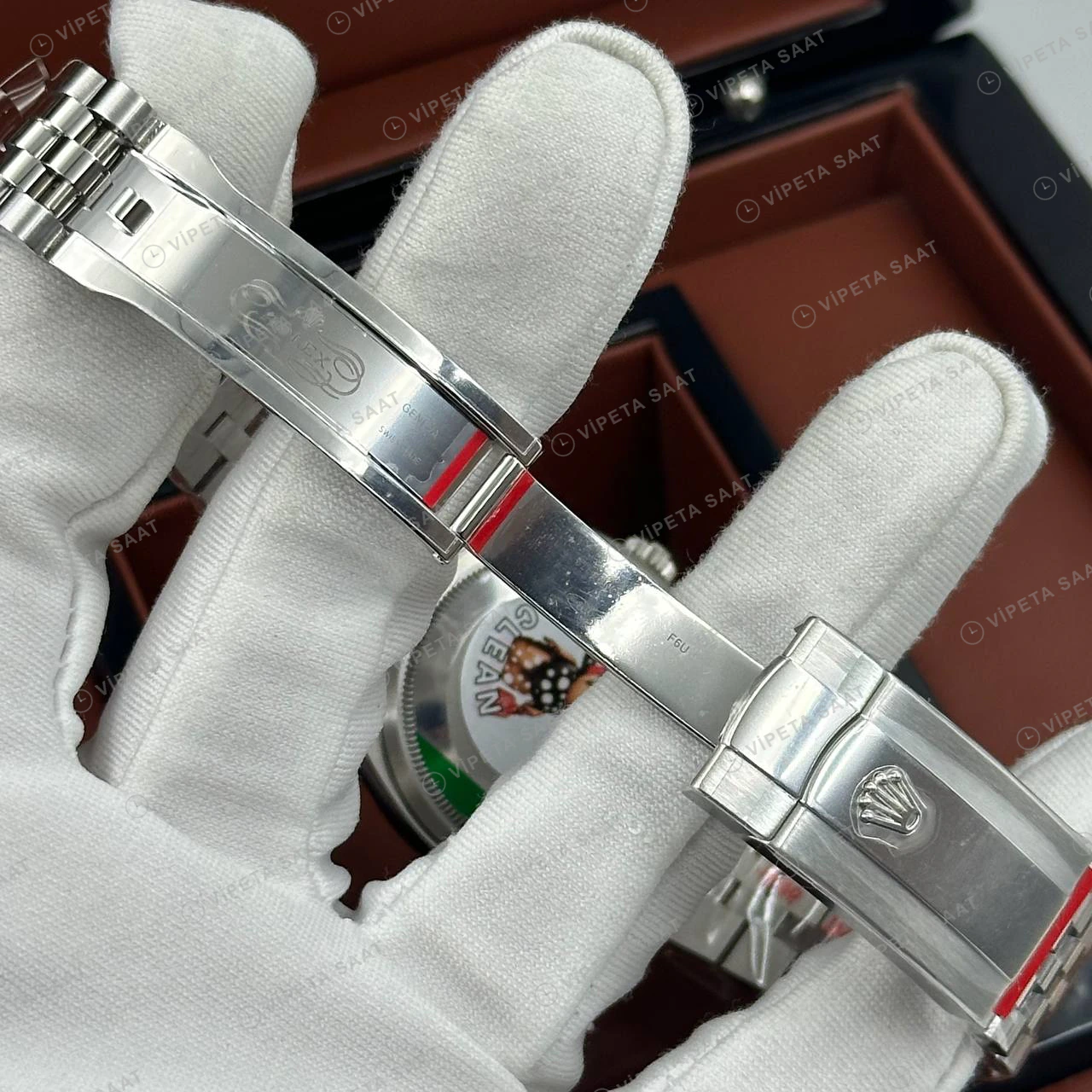 Rolex Datejust 36 mm 126234 Pırlanta İndeksli Siyah Kadranlı Jubilee Bilezik Fluted (Yivli) Bezel 3235 Super Clone ETA Saat detay 6
