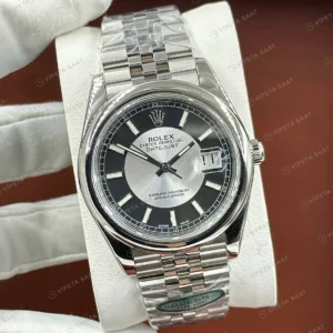 Rolex Datejust 36 mm 126200 Gümüş Kadranlı Jubilee Bilezik Smooth / Domed (Düz) Bezel 3235 Super Clone ETA Saat karşıdan görünüm