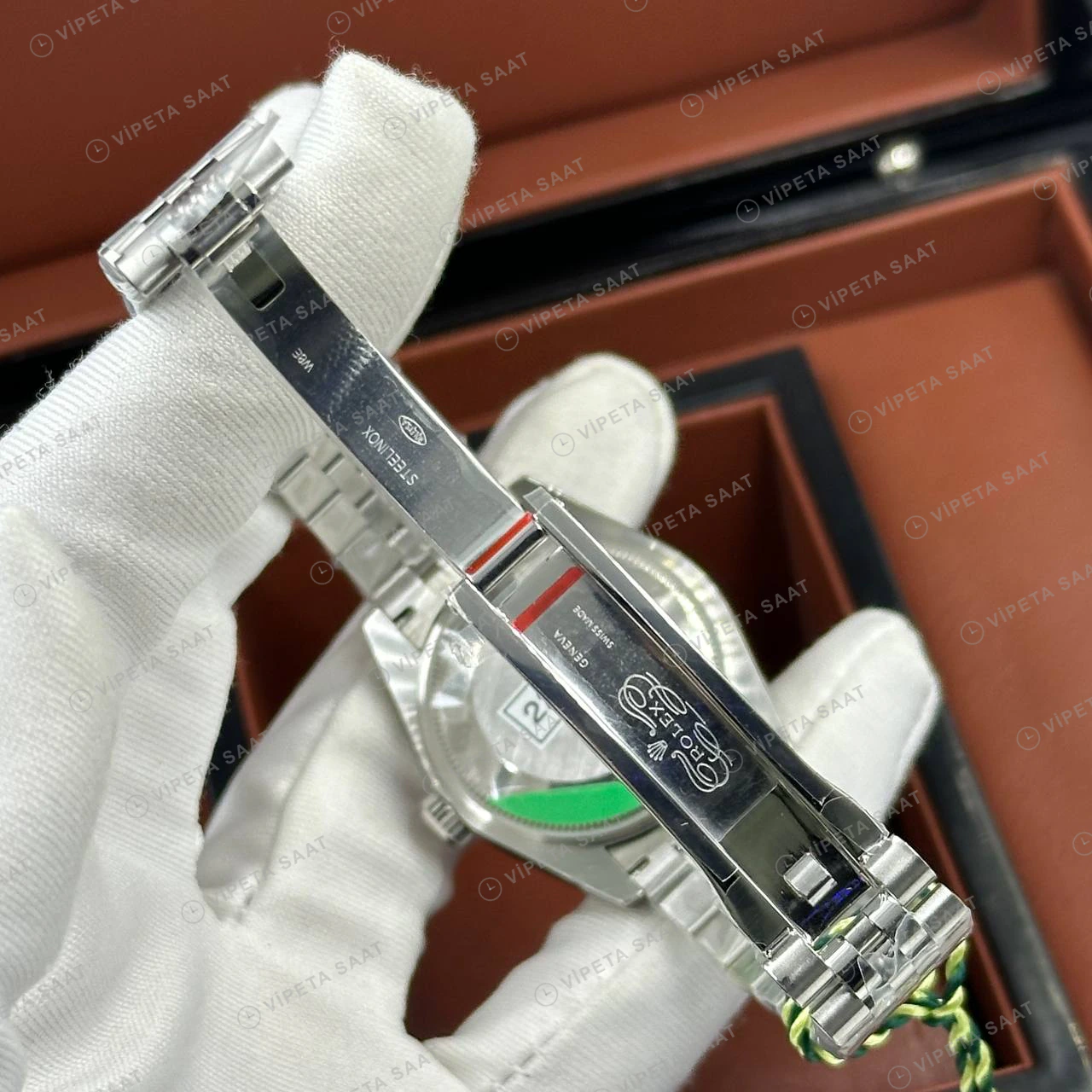 Rolex Datejust 31 mm Pırlanta İndeksli Beyaz Sedef Kadranlı Jubilee Bilezik Pırlanta Taşlı Bezel 2236 Super Clone ETA Saat detay 6