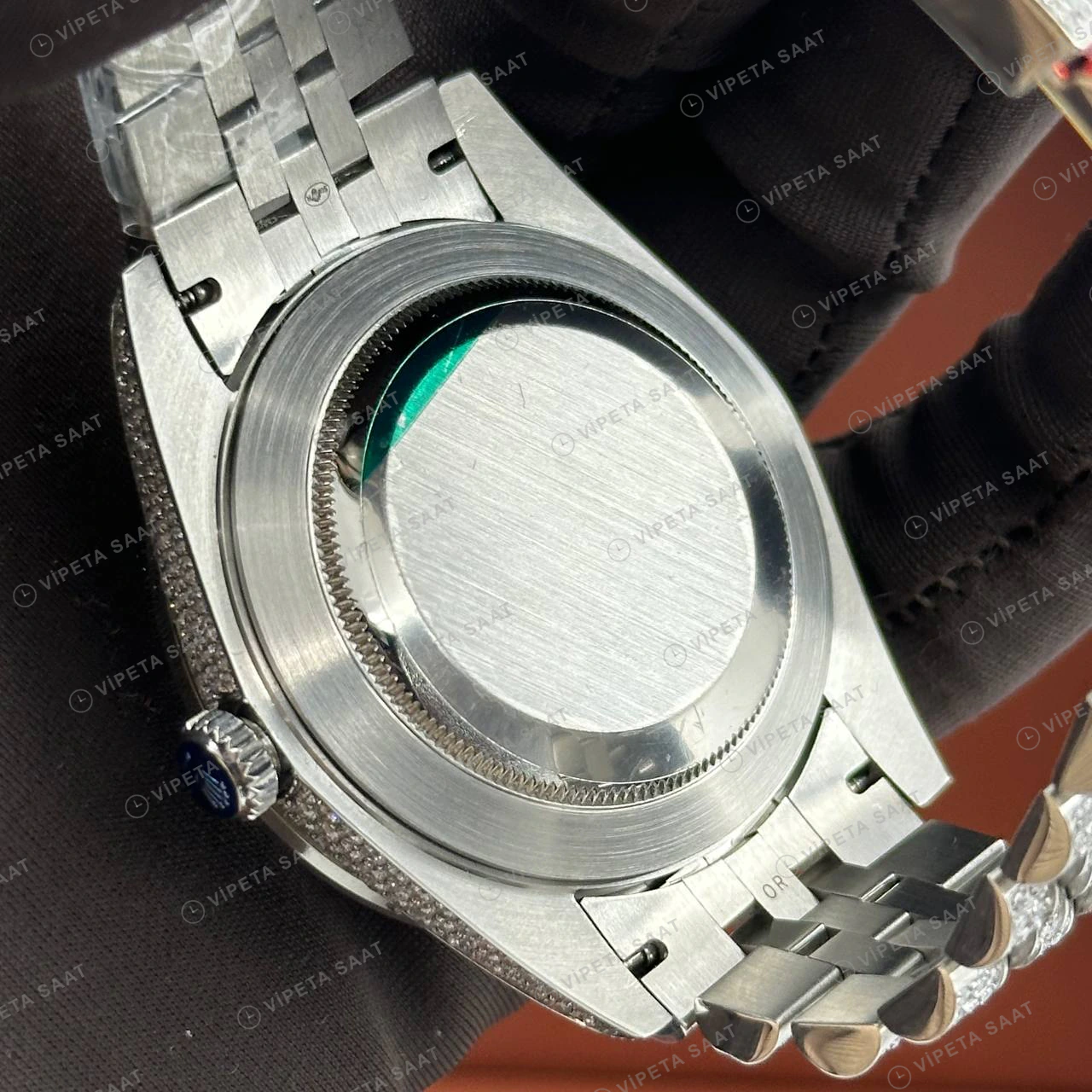 Rolex Datejust 41 mm Celebration Sedef Kadranlı Özel Taşlı Metal Bilezik Özel Taşlı Bezel 3235 Super Clone ETA Saat detay 6
