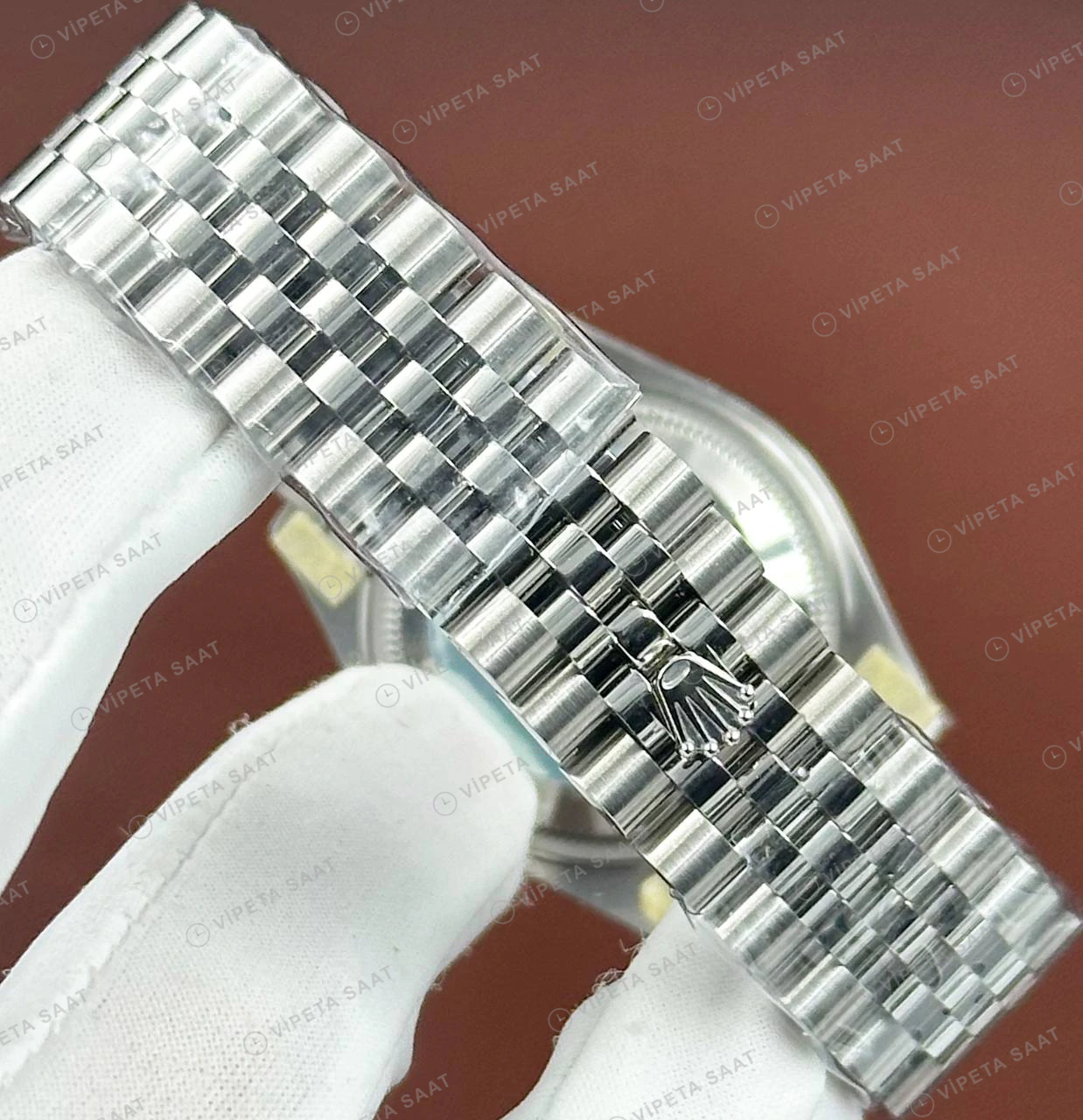 Rolex Datejust 31 mm 278274 Pırlanta İndeksli Koyu Gri Kadranlı Jubilee Bilezik Fluted (Yivli) Bezel 2236 Super Clone ETA Saat detay 6