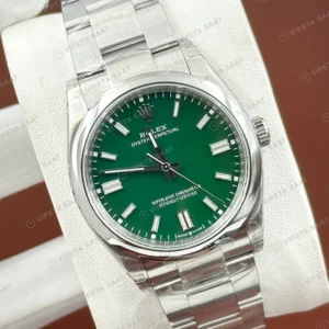 Rolex Datejust 36 mm 126200 Yeşil Kadranlı Oyster Bilezik Smooth / Domed (Düz) Bezel 3235 Super Clone ETA Saat karşıdan görünüm