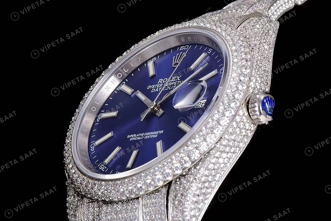 Rolex Datejust 126300 Mavi Super Clone ETA Saat karşıdan görünüm