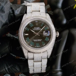 Rolex Datejust 126300 wimbledon Gri Super Clone ETA Saat detay 4