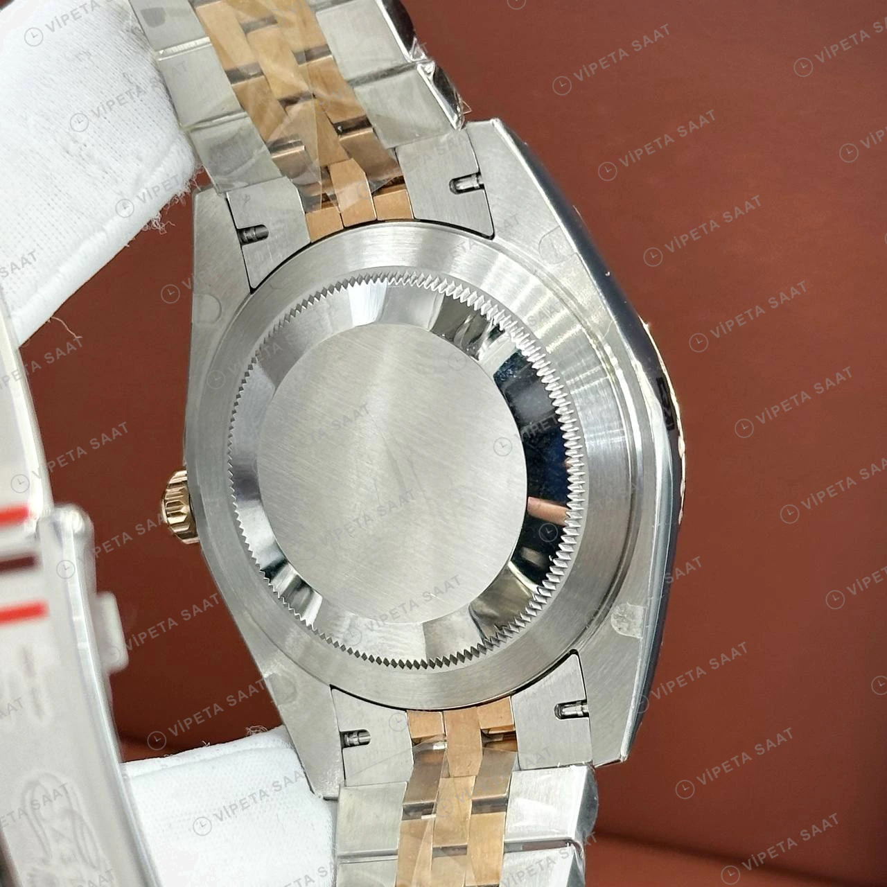 Rolex Datejust 41 mm 126331 Fluted Motif Baton İndeksli Koyu Gri Kadranlı Jubilee Bilezik Fluted (Yivli) Bezel 3235 Super Clone ETA Saat detay 4