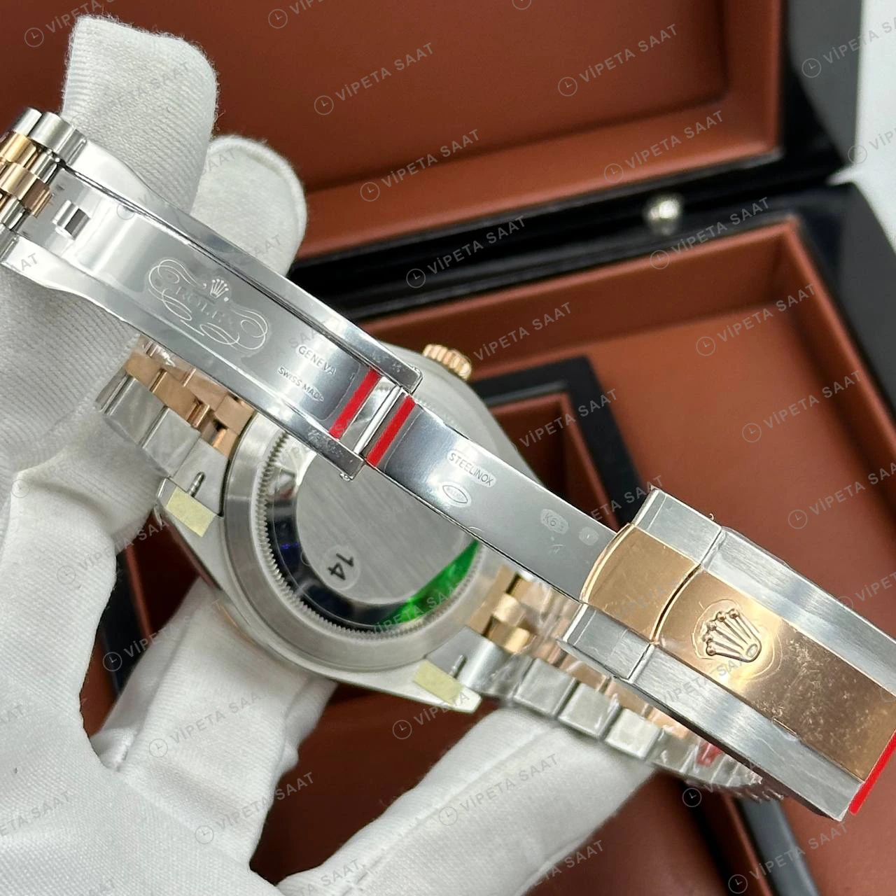 Rolex Datejust 31 mm 278271 Pembe Kadranlı Jubilee Bilezik Fluted (Yivli) Bezel 2236 Super Clone ETA Saat detay 6