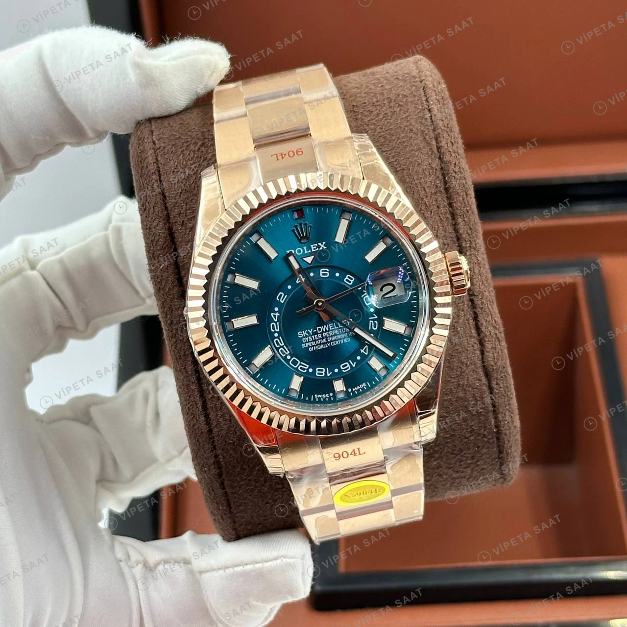 Rolex Datejust 126333 41 mm Yeşil Kadranlı İki Renk Super Clone Eta Saat detay 5
