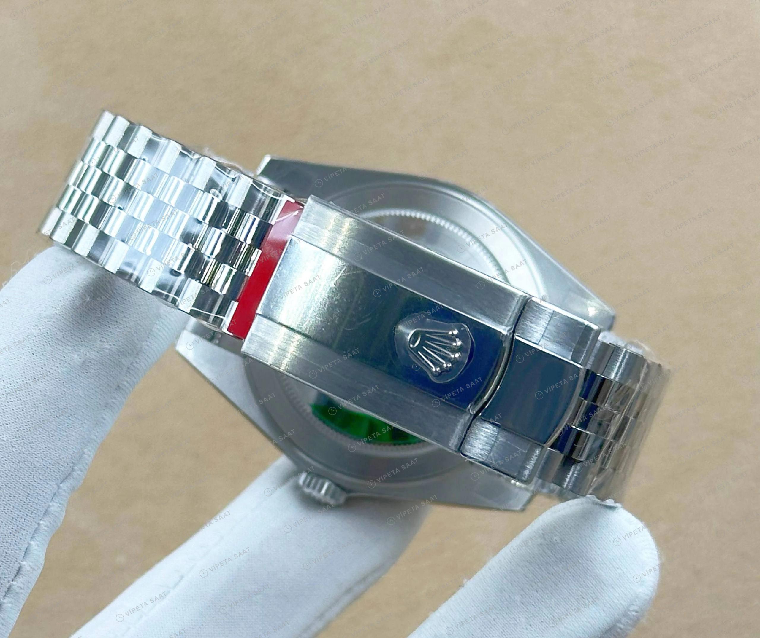 Rolex Datejust 36 mm 126234 Roma Rakamlı Gümüş Kadranlı Jubilee Bilezik Fluted (Yivli) Bezel 3235 Super Clone ETA Saat detay 5