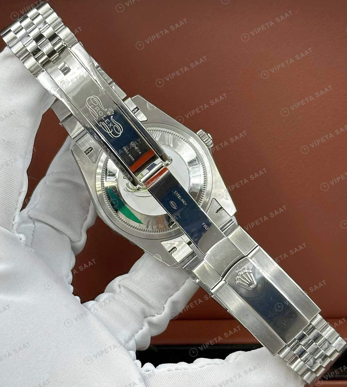 Rolex Datejust 36 mm 126234 Roma Rakamlı Mavi Kadranlı Jubilee Bilezik Fluted (Yivli) Bezel 3235 Super Clone ETA Saat detay 4