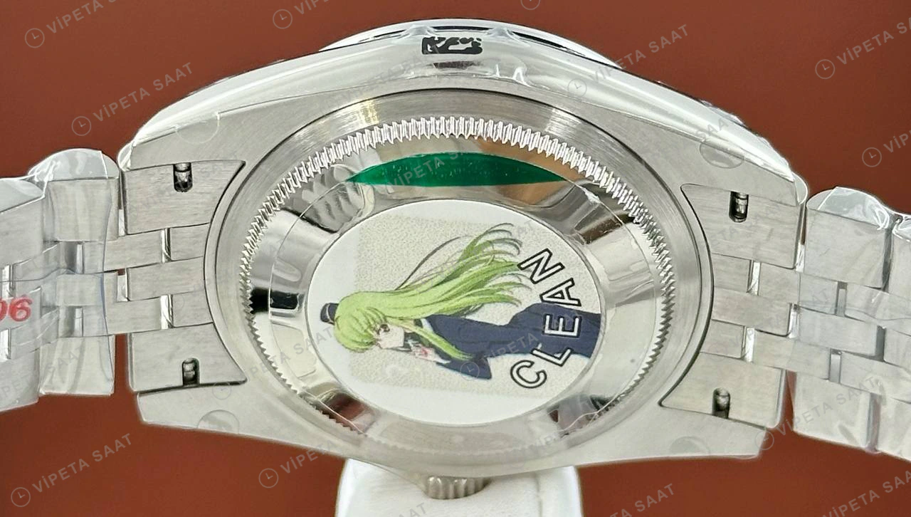 Rolex Datejust 36 mm 126234 Roma Rakamlı Mavi Kadranlı Jubilee Bilezik Fluted (Yivli) Bezel 3235 Super Clone ETA Saat detay 5