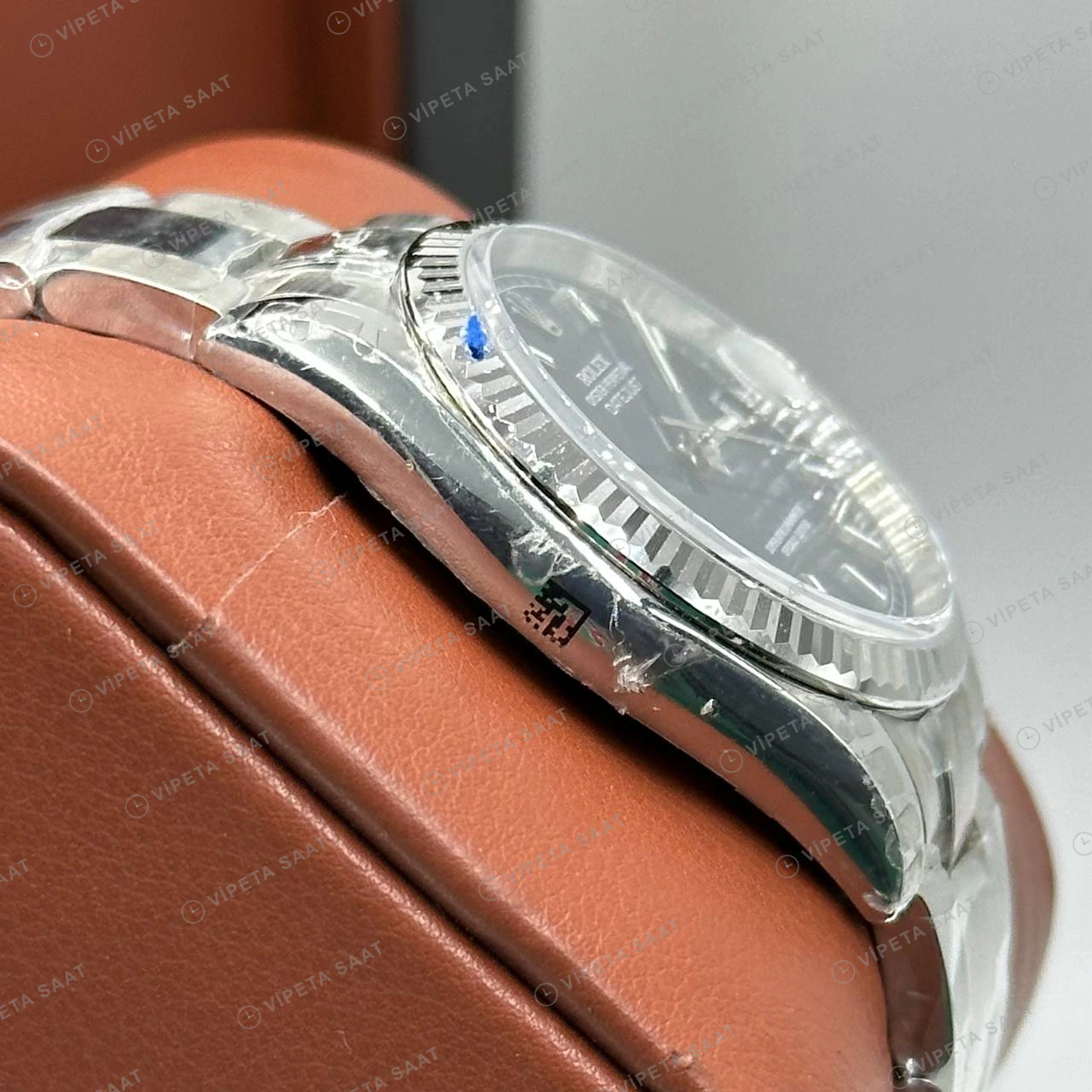 Rolex Datejust 36 mm 126234 Baton İndeksli Lacivert Kadranlı Jubilee Bilezik Fluted (Yivli) Bezel 3235 Super Clone ETA Saat detay 5