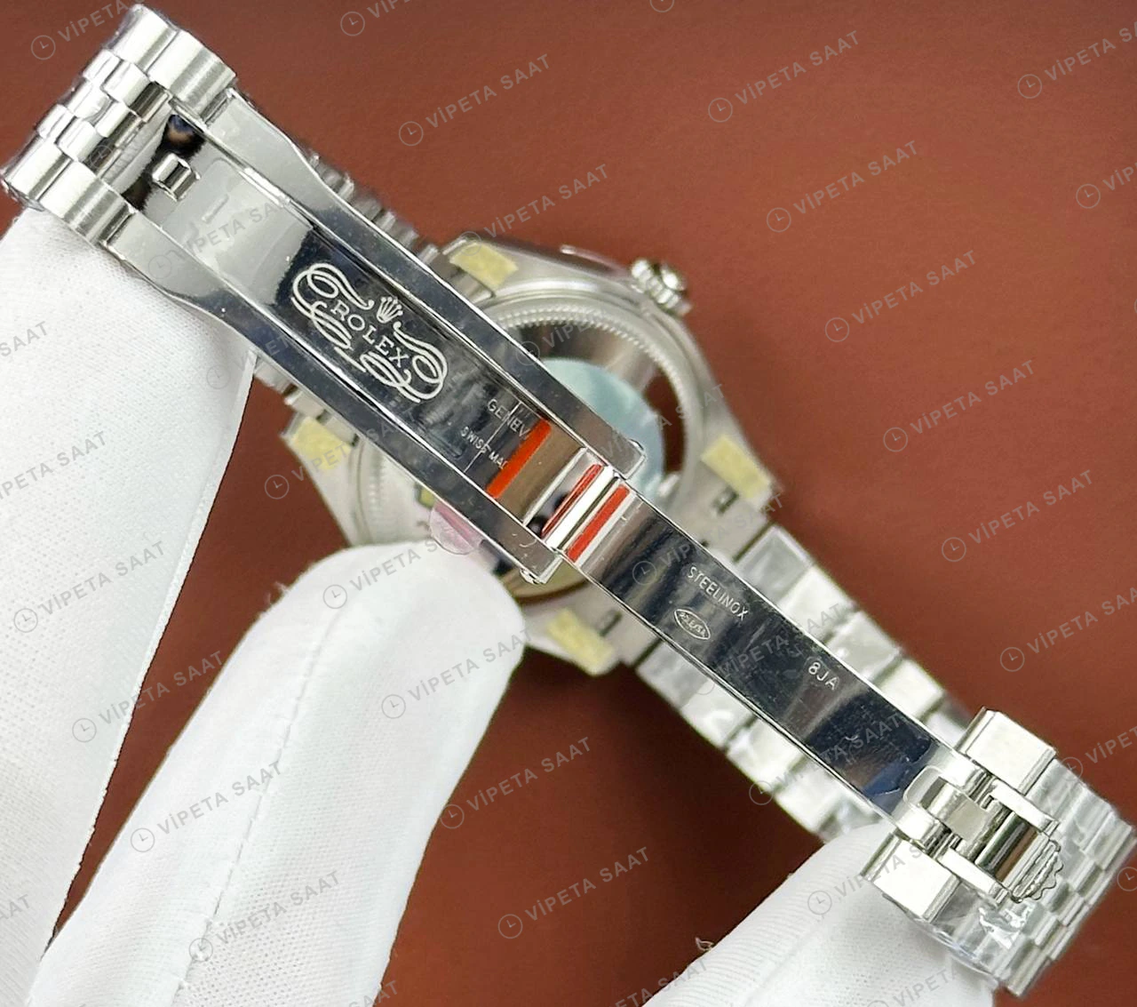Rolex Datejust 31 mm 278274 Baton İndeksli Siyah Kadranlı Jubilee Bilezik Fluted (Yivli) Bezel 2236 Super Clone ETA Saat detay 5