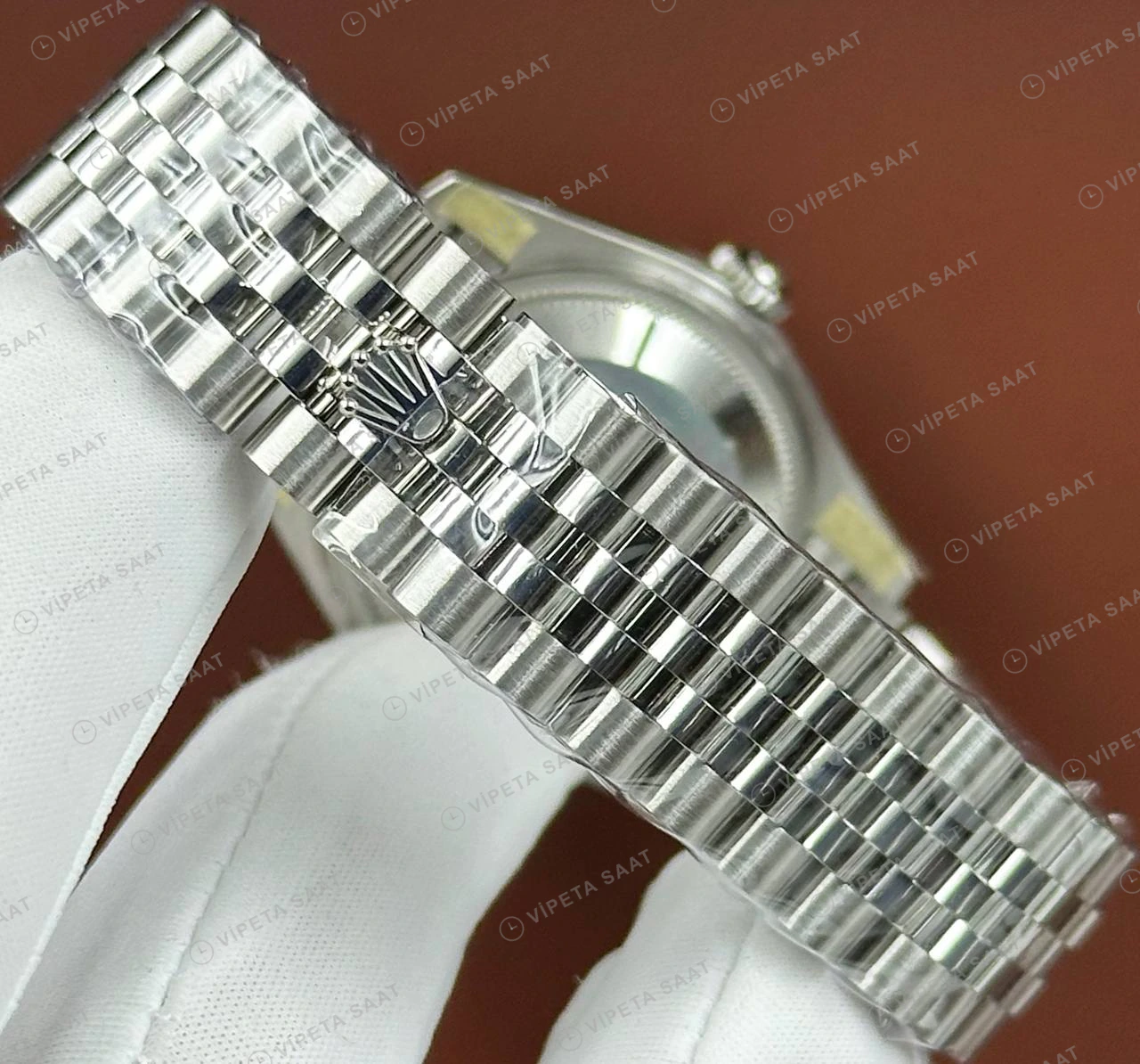 Rolex Datejust 31 mm 278274 Baton İndeksli Siyah Kadranlı Jubilee Bilezik Fluted (Yivli) Bezel 2236 Super Clone ETA Saat detay 6