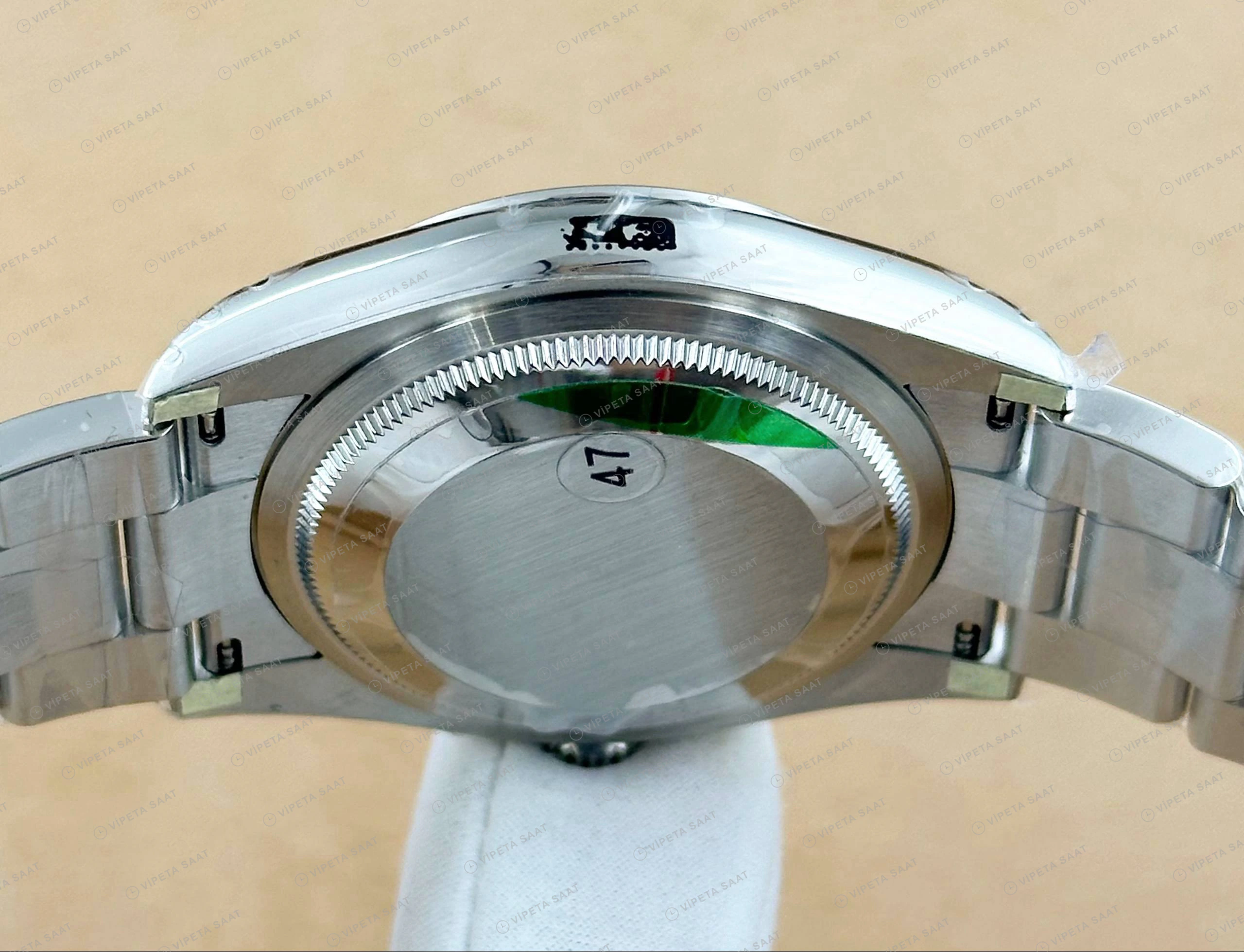 Rolex Datejust 36 mm 126200 Baton İndeksli Turkuaz Kadranlı Oyster Bilezik Smooth / Domed (Düz) Bezel 3235 Super Clone ETA Saat detay 4