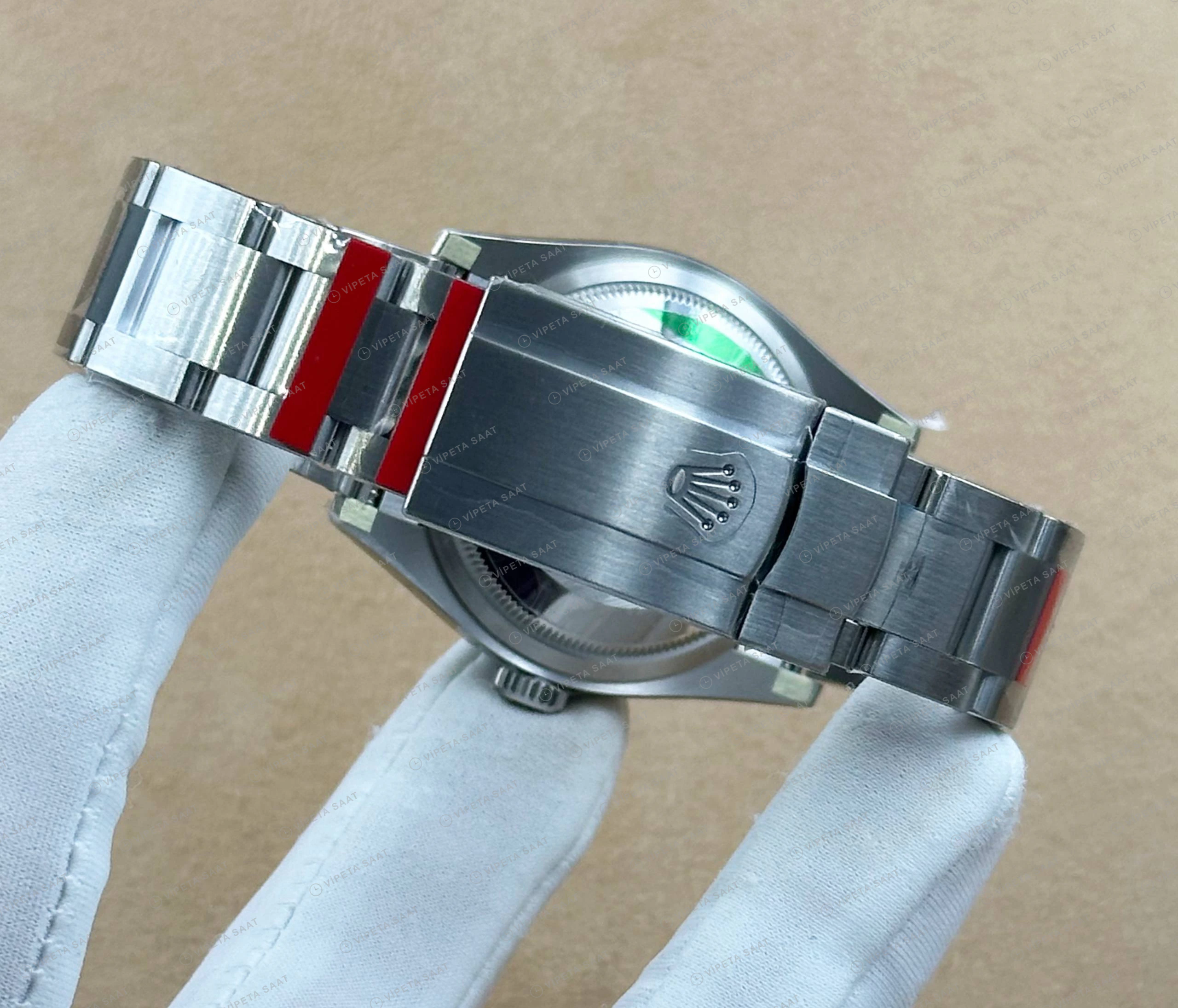 Rolex Datejust 36 mm 126200 Baton İndeksli Turkuaz Kadranlı Oyster Bilezik Smooth / Domed (Düz) Bezel 3235 Super Clone ETA Saat detay 5