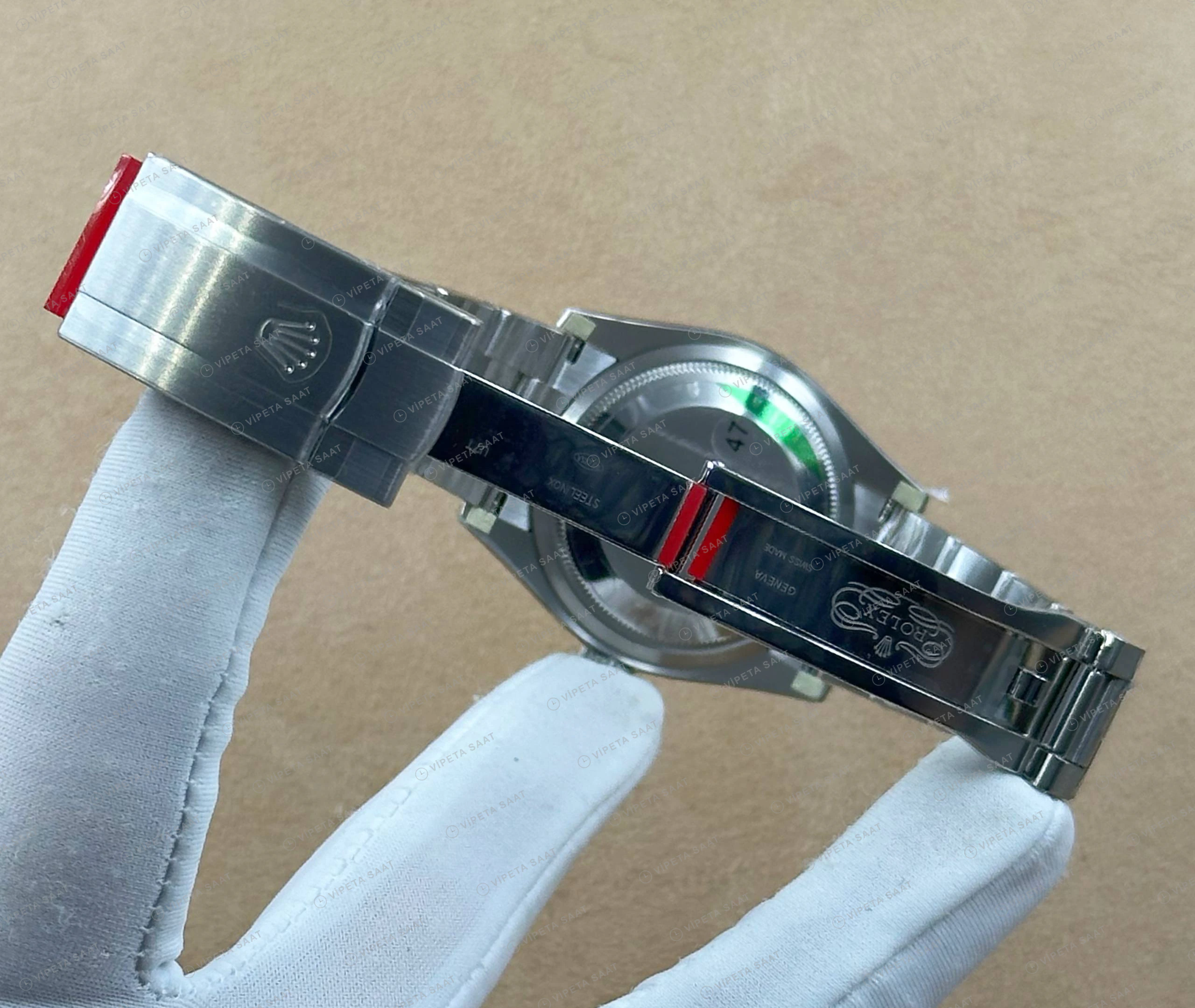 Rolex Datejust 36 mm 126200 Baton İndeksli Turkuaz Kadranlı Oyster Bilezik Smooth / Domed (Düz) Bezel 3235 Super Clone ETA Saat detay 6