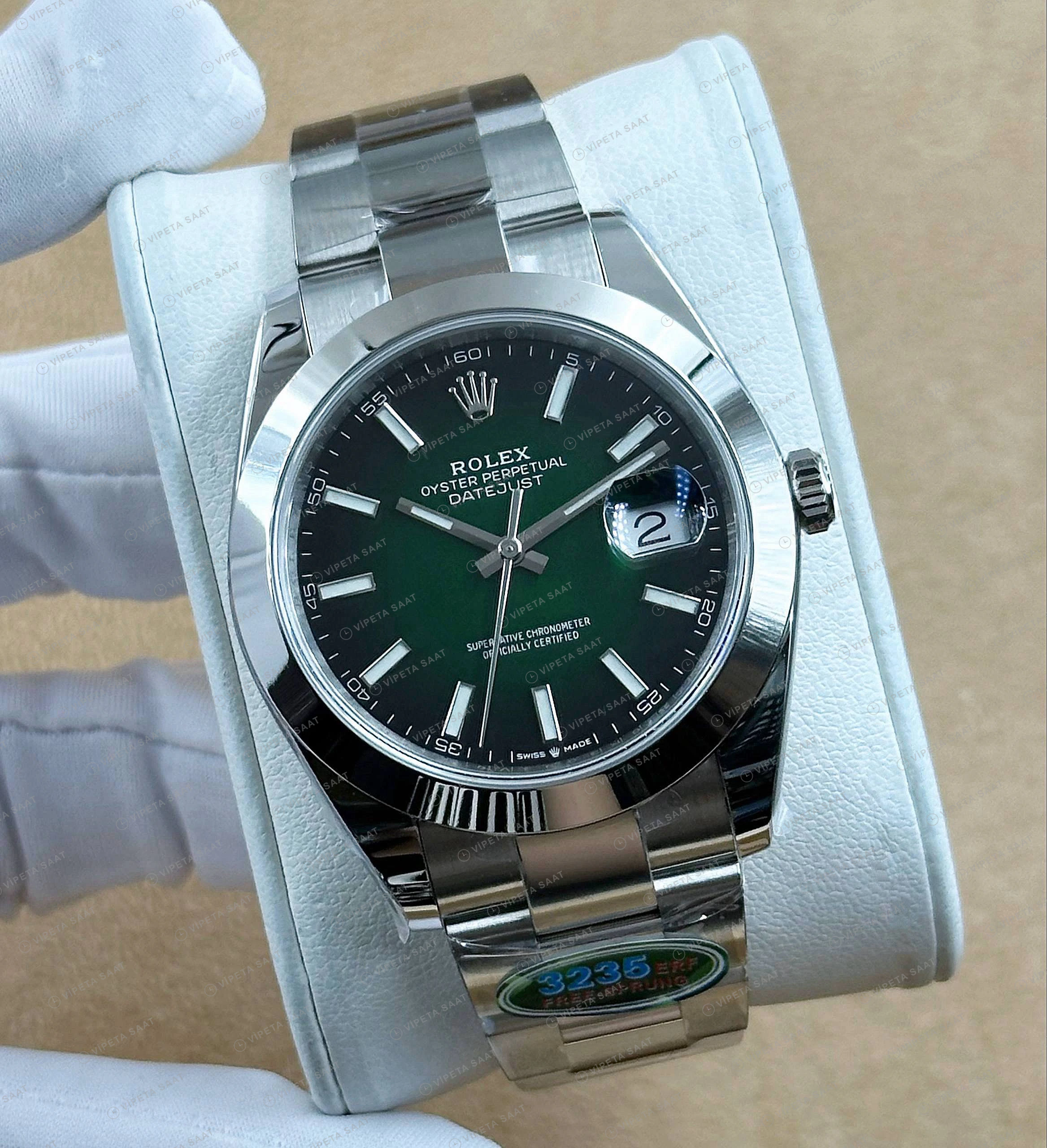 Rolex Datejust 126334 41 mm Yeşil Kadranlı Jubilee 2 Super Clone Eta Saat detay 5